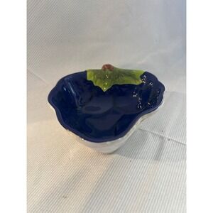 Houston Harvest Ceramic Grape Shaped Bowl Cobalt Blue Trinket Candy Dish 31495